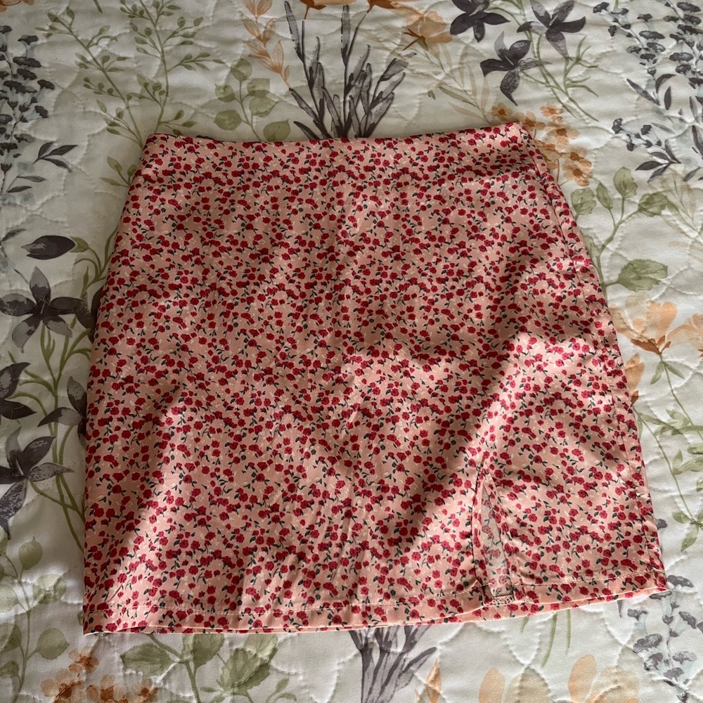 Floral Pink Mini Skirt